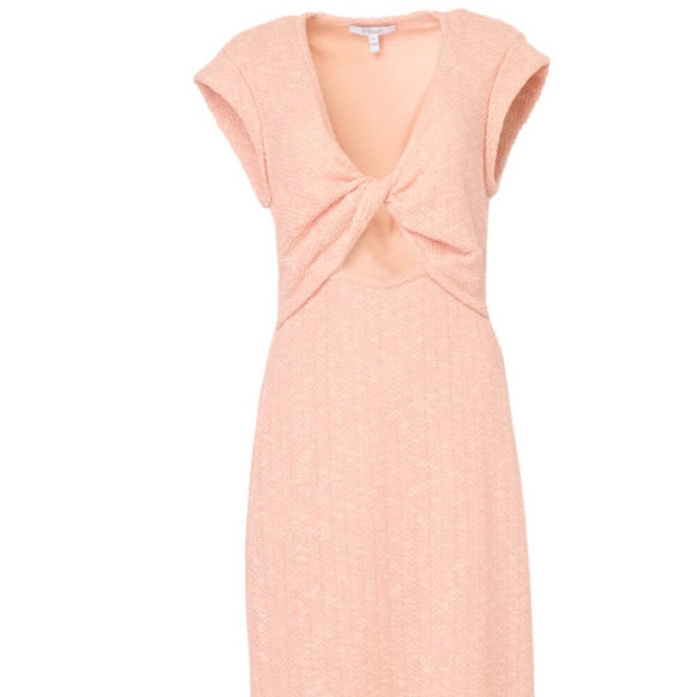 Barbara Twist Knit Linen-blend Maxi Dress In Peach